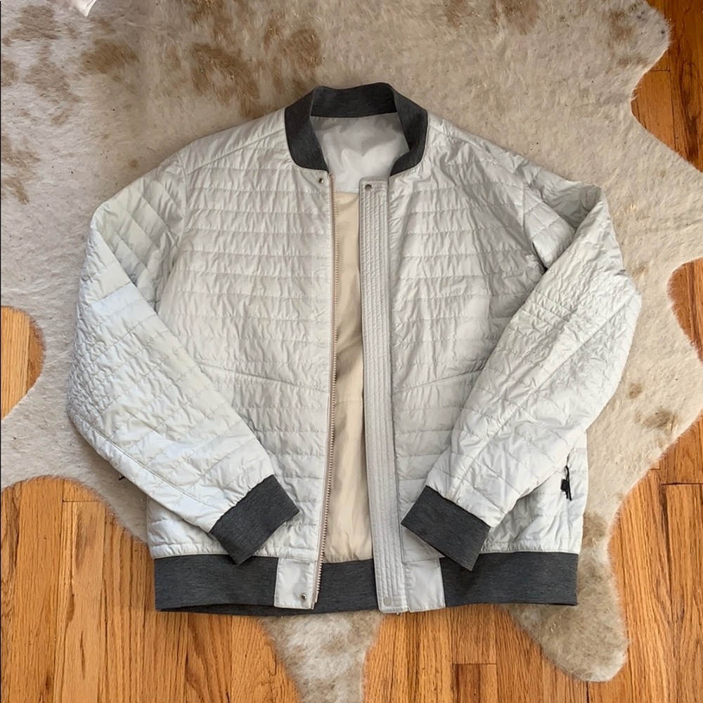 lululemon athletica Gray and White Bomber Jacket